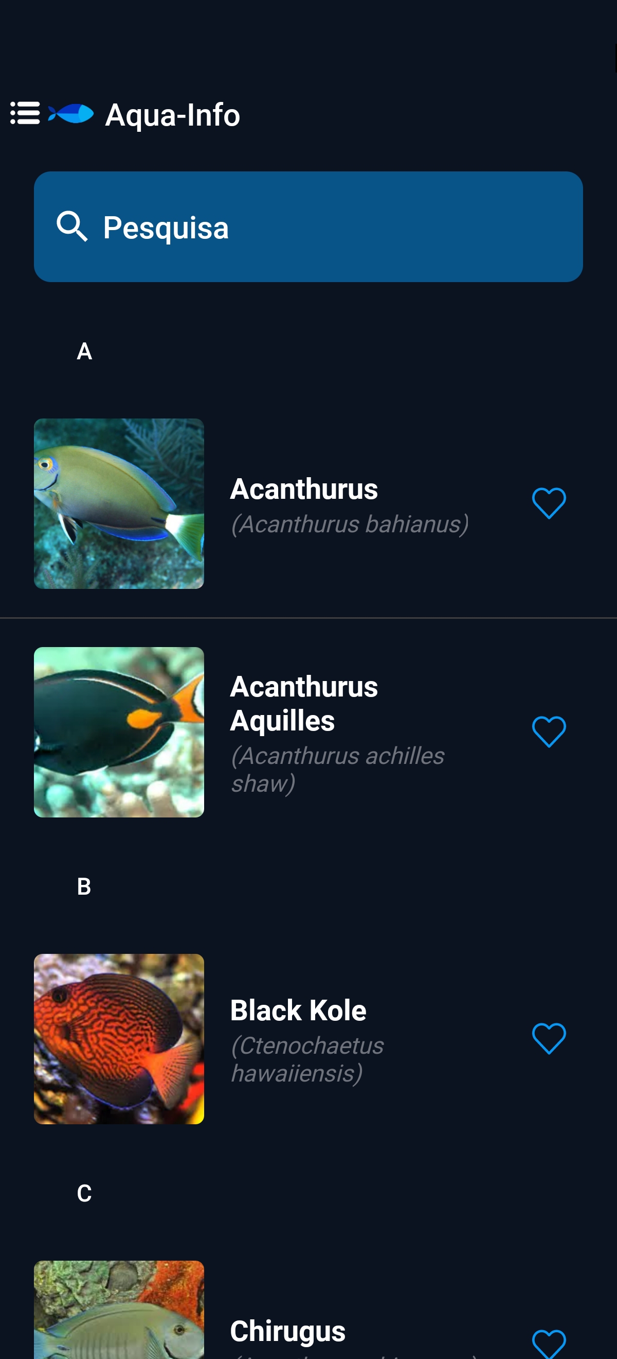 Fichas técnicas de peixes